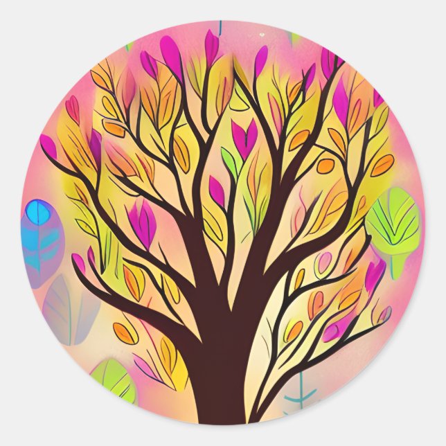 Adesivo Ilustração bonito de árvore colorida (Frente)