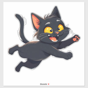 Adesivo Ilustração Caprichosa de Gato Preto