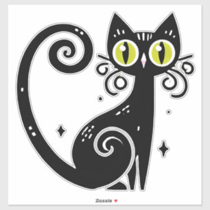 Adesivo Ilustração Caprichosa de Gato Preto