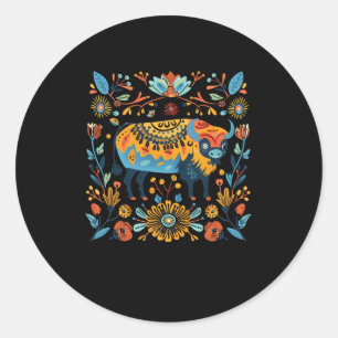 Adesivo Ilustração Colorida De Arte Folclórica Com Um Deco