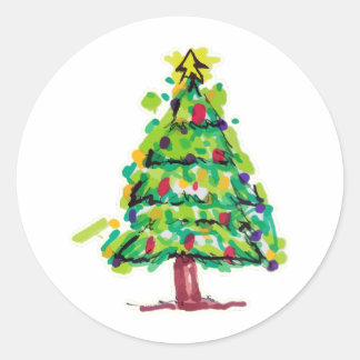Adesivo Ilustração Colorida de Árvore de Natal