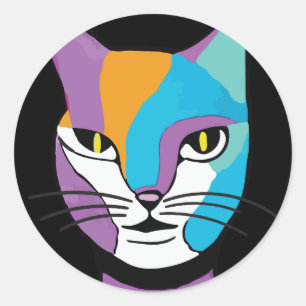 Adesivo Ilustração Colorida de Mulher Gato