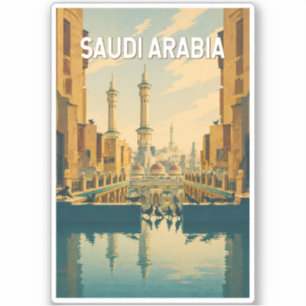 Adesivo Ilustração da Arábia Saudita Viagem Arte Vintage
