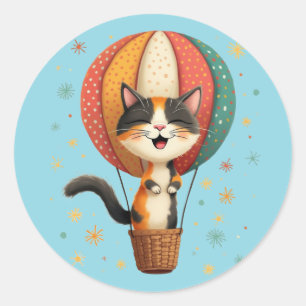 Adesivo Ilustração da Aventura Celestial do Gato Calico Al