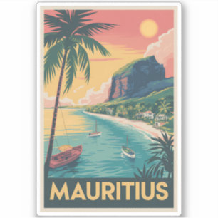Adesivo Ilustração da Costa de Maurícias Viagem Arte Vinta