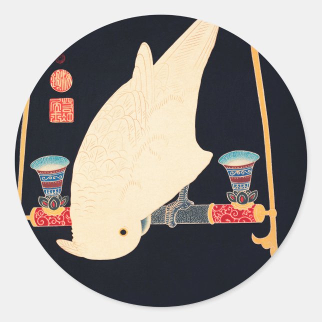 Adesivo Ilustração da Macaw Branca por Ito Jakuchu (Frente)