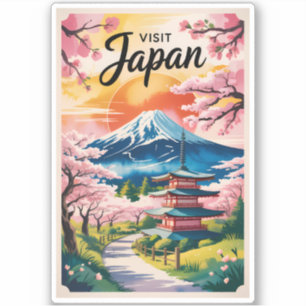 Adesivo Ilustração da Montanha Fuji do Japão Viagem Arte V