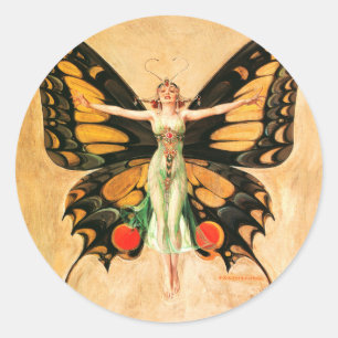 Adesivo Ilustração da Mulher Voando Borboleta Flapper