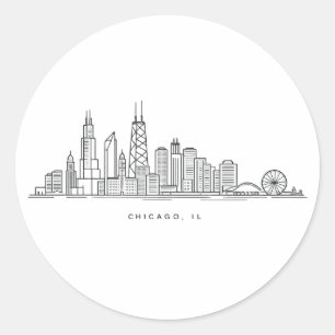Adesivo Ilustração da paisagem urbana de Chicago IL