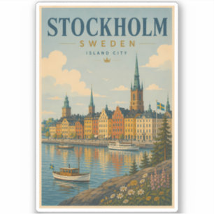 Adesivo Ilustração da paisagem urbana de Estocolmo, Suécia