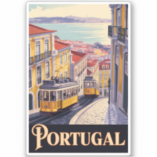 Adesivo Ilustração da paisagem urbana de Lisboa em Portuga