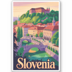 Adesivo Ilustração da Ponte de Liubliana Eslovênia Arte de