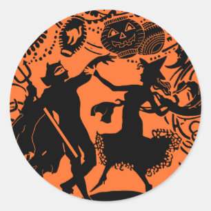 Adesivo Ilustração da silhueta da dança da bruxa do dia