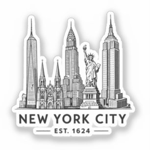 Adesivo Ilustração da Silhueta de Nova York com a Estátua