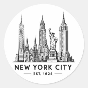 Adesivo Ilustração da Silhueta de Nova York com Estátua da