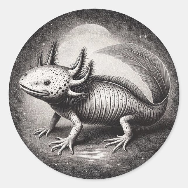 Adesivo Ilustração da Vintagem Axolotl História Natural (Frente)