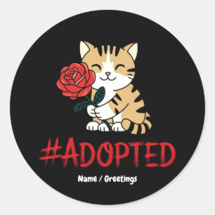 Adesivo Ilustração de Amor de Gato Adotado com Rosa