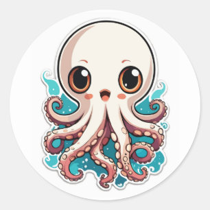 Adesivo Ilustração de Animação de Octopus Bonito