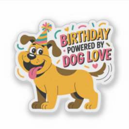 Adesivo Ilustração de Aniversário de Cachorro com Amor