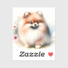 Adesivo Ilustração de aquarela da Pomerânia Cuta