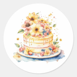 Adesivo Ilustração de Aquarela de Aniversário ou Assar de 