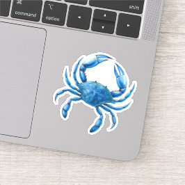 Adesivo Ilustração de Aquarela de Caranguejo Azul - Vida n