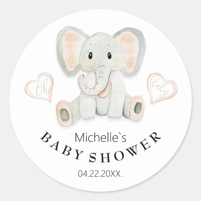 Adesivo Ilustração de Aquarela de Elefante Primavera de Bo (Frente)
