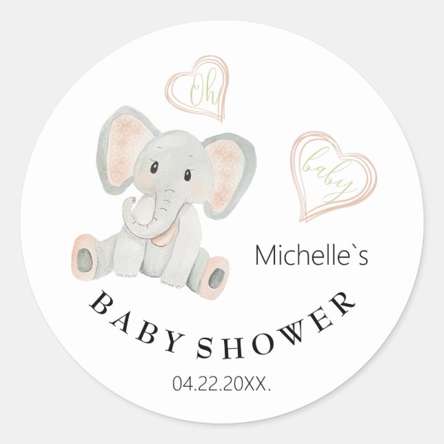 Adesivo Ilustração de Aquarela de Elefante Primavera de Bo (Frente)