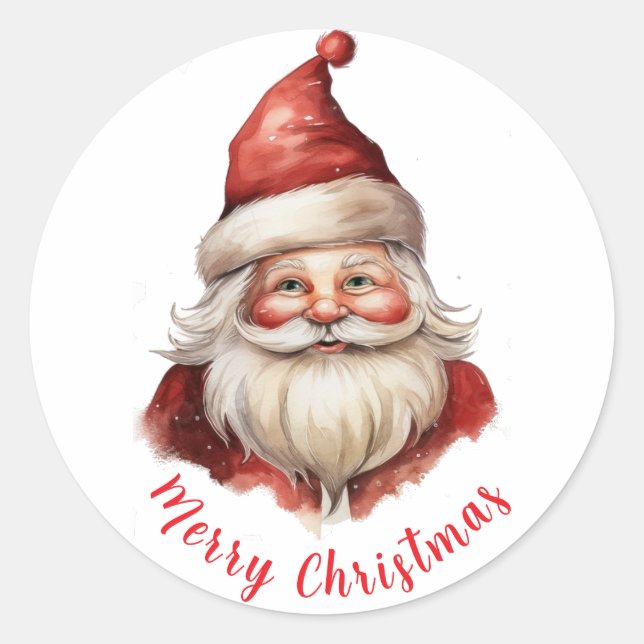 Adesivo Ilustração de Aquarela Santa Claus (Frente)