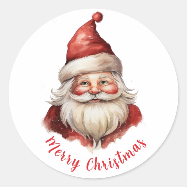 Adesivo Ilustração de Aquarela Santa Claus (Frente)