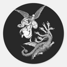 Adesivo Ilustração de Arch Angel Fighting hydra Dragon