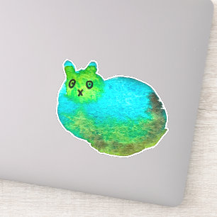 Adesivo Ilustração de arte de gato gordo azul