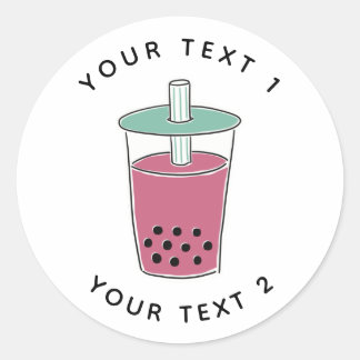 Adesivo Ilustração de Arte de Linha de Boba de Texto Perso