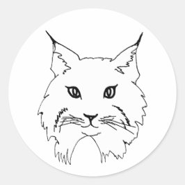Adesivo Ilustração de Arte de Linha de Rosto de Bobcat Sel