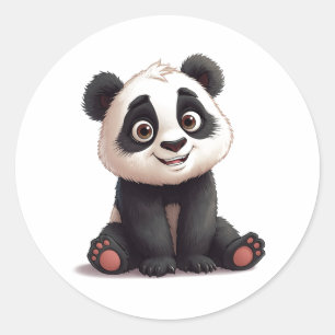 Adesivo Ilustração de Arte de Panda Sentado em Cartoon