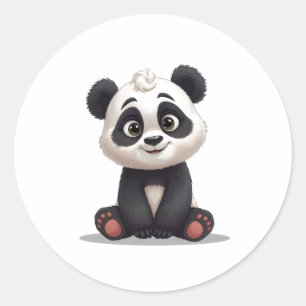 Adesivo Ilustração de Arte de Panda Sentado em Desenho Ani