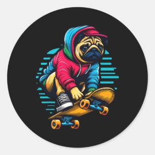 Adesivo Ilustração de Arte de Proprietário de Cachorro Pug