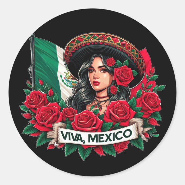 Adesivo Ilustração de arte do méxico Girl Viva (Frente)