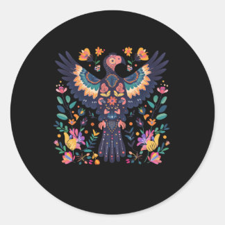 Adesivo Ilustração De Arte Folclórica Vibrante De Uma Ave 