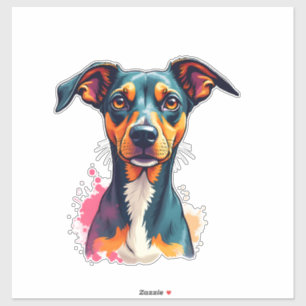 Adesivo Ilustração de Arte Pop de Retrato Colorido de Cach