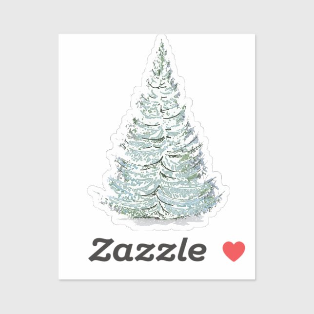 Adesivo Ilustração de Árvore de Spruce coberta por neve (Folha)