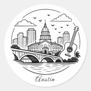 Adesivo Ilustração de Austin em linha preta