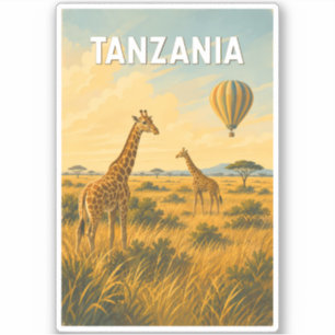 Adesivo Ilustração de Balão de Ar Quente da Tanzânia Arte 