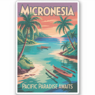 Adesivo Ilustração de Barcos da Micronésia Arte de Viagem 