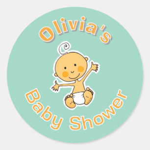Adesivo Ilustração de Bebê Fofo Chá de Bebê Personalizado