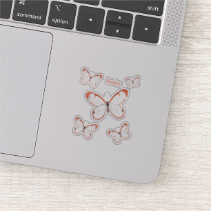 Adesivo ilustração de borboleta glasswing em desenho anima