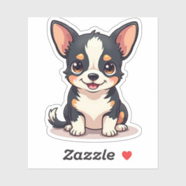 Adesivo Ilustração de Cachorrinho Chihuahua Kawaii Sorride