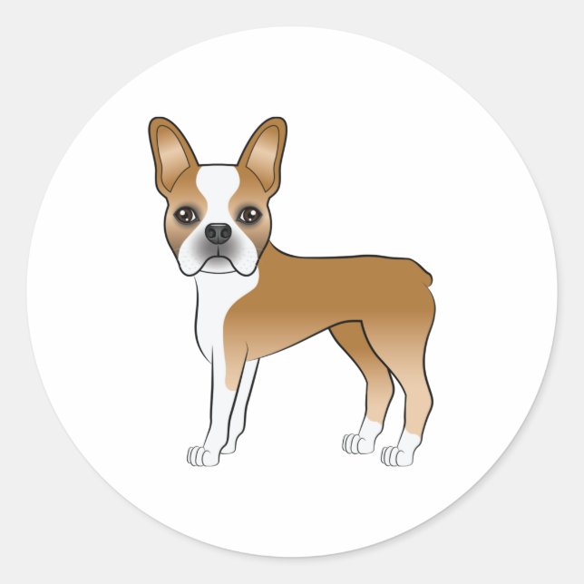 Adesivo Ilustração de Cachorro Boston Terrier Cor de Cervo (Frente)