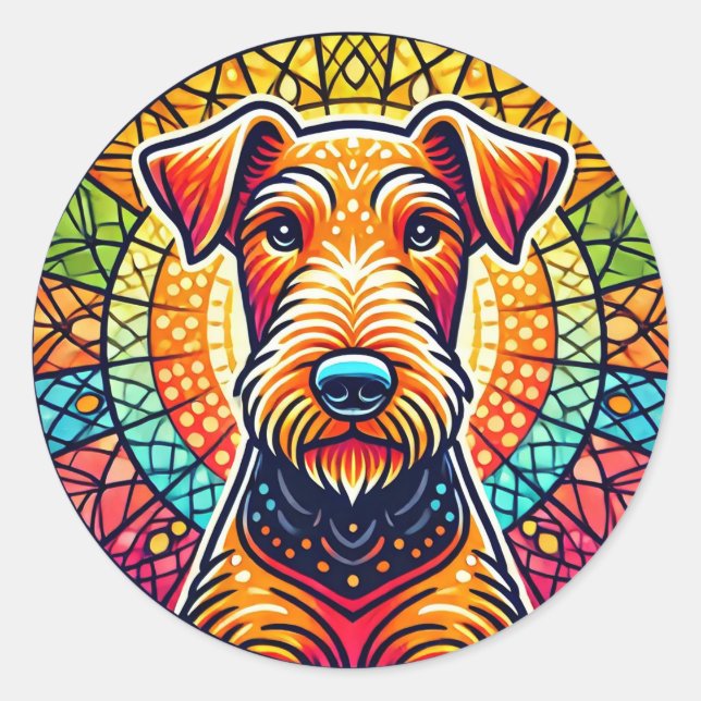 Adesivo Ilustração de cachorro colorida (Frente)