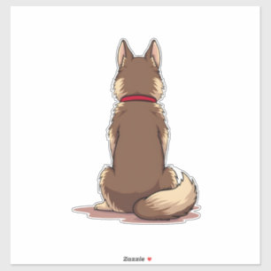 Adesivo Ilustração de cachorro Husky vista traseira vintag